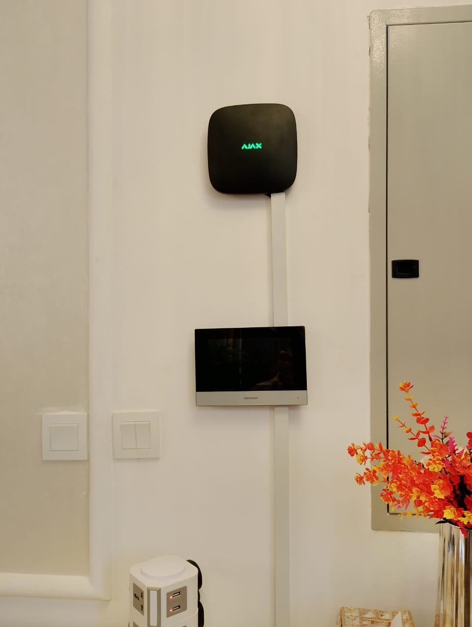 Ajax security hub and Hikvision video intercom installed in Ajman villa UAE alarm system